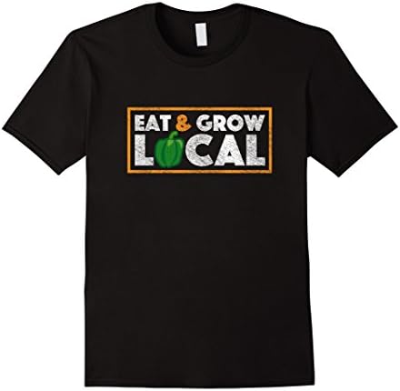 Men's Eat and Grow Local T-Shirt Farmers Market Farming Pepper Tee Small Black