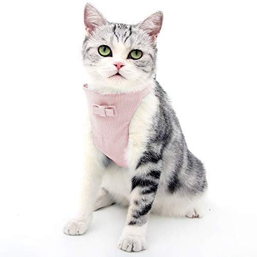 Kitten Harness and Leash Escape Proof for Walking Adjustable Neck Cat Collar Rabbits Puppy Kittens Soft Breathable Mesh Pet Vest (M, Pink)