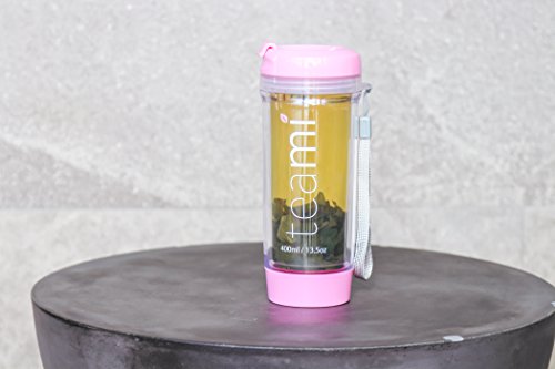 TEA TUMBLER Infuser Water Bottle by Teami - Baby Pink, 13 Ounce - BPA FREE - Double Walled Mug, Hot or Cold - Our Best Infusion Bottles for Infused Fruit, Smoothies, Tea, even Coffee - Thumbnail 2