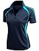 Women's Coolmax 2 Tone Collar Zipup Short sleeve Polo T Shirt NAVY S