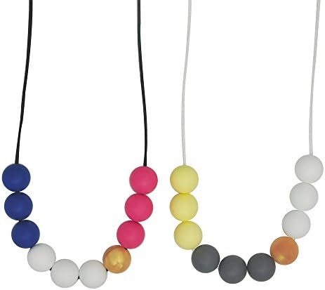 2PCS Mamiton Mom Gift Minimalist Necklace Silicone Beaded Chewelry And Easy Grab Baby Jewelry For Baby Chewing Necklace Sensory