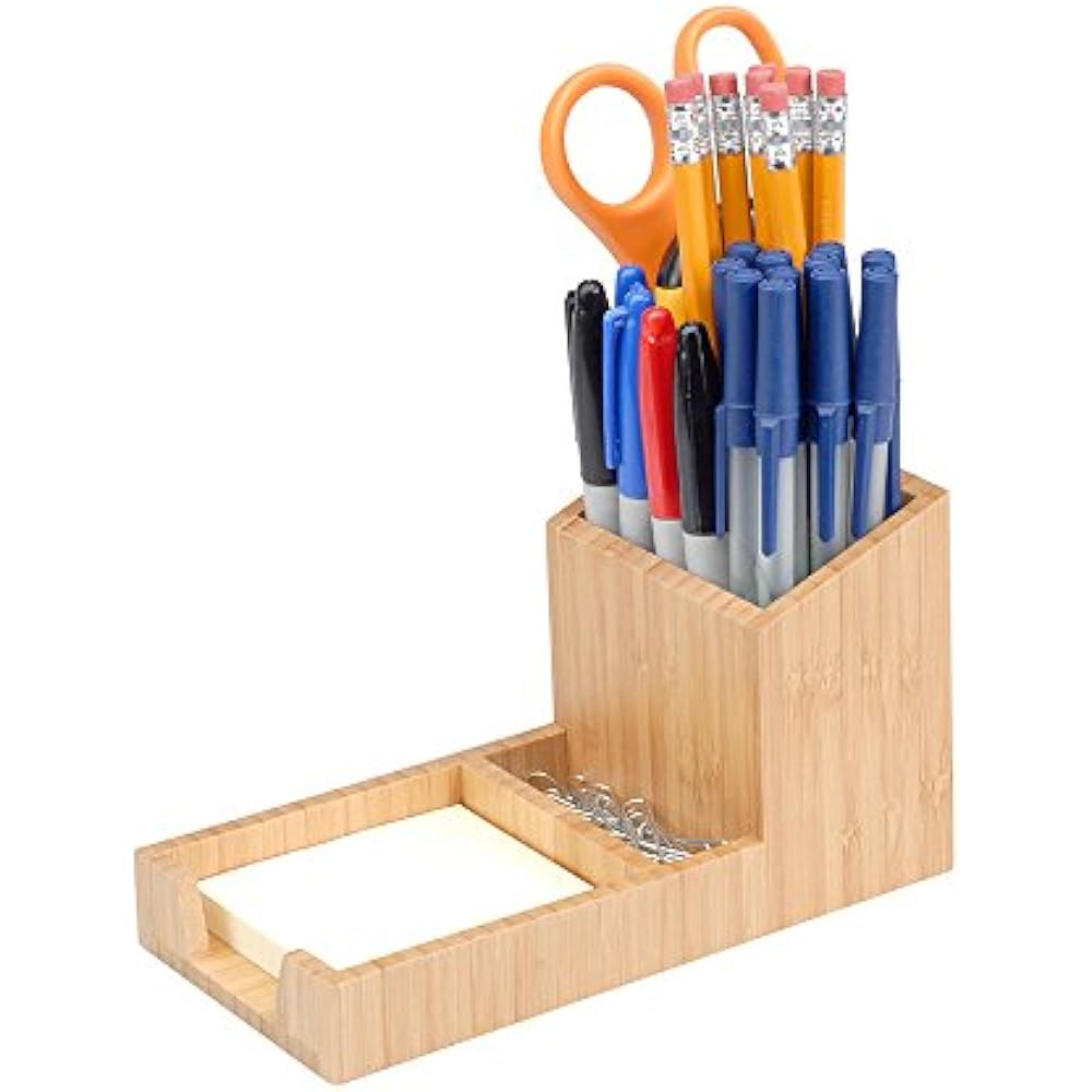MobileVision Bamboo Pencil Holder With Tray For Storing And Organizing