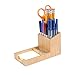 MobileVision Bamboo Pencil Holder with Tray for Storing and organizing Small Stationary Items Such as paperclips, Business Cards, and notepads