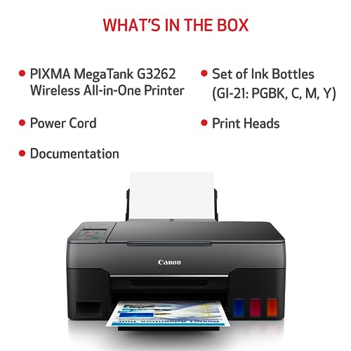 Canon G3260 All-in-One Printer | Wireless Supertank (Megatank) Printer | Copier | Scan, with Mobile Printing, Black, Works with Alexa