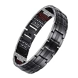 USWEL Titanium Bracelet for Men Black PVD Coating 591pcs Minerals Magnetic Bracelet for Men Pain Relieving Bracelet for Arthritis and Carpal Tunnel with Link Removal Tool and Gift Box Packed