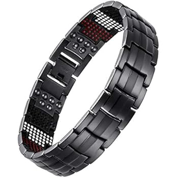 USWEL Titanium Bracelet for Men Black PVD Coating 591pcs Minerals Magnetic Bracelet for Men Pain Relieving Bracelet for Arthritis and Carpal Tunnel with Link Removal Tool and Gift Box Packed