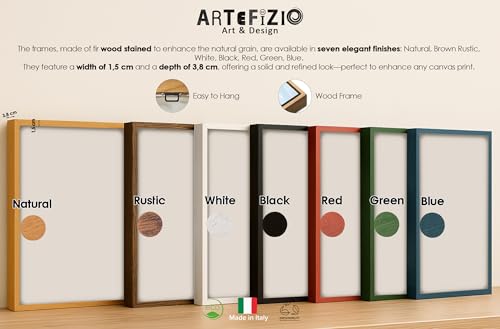 Artefizio Quadro Orientale, Montagne e Sole Su Tela per Soggiorno | Stampa Giapponese Su Tela con Montagne e Sole Rosso, Quadro Orientale per Soggiorno, Camera e Parete Zen