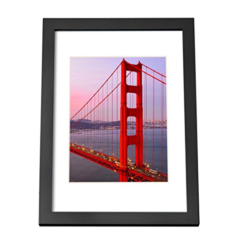 BOJIN Wooden A4(29.7x21cm) Table Top Picture Frame , Wood Photo Frame For Portrait or Landscape Holds 6x8 With Mat-Black