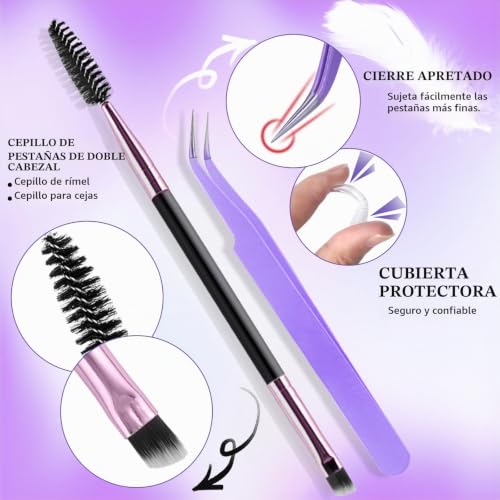 DNSGOOR DIY Eyelash Extension Kit 840 Lash Cluster Mirror Eyelash Box,Eyelash Gluing and Sealing,Eyelash Removal,Tweezer Brush Mini Applicator