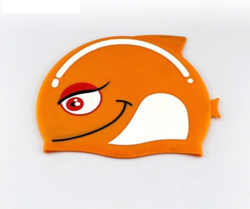 Dazzlle Sharky Solid Swim Cap for Kids โ Made of 100% Waterproof Hypoallergenic Silicone โ Unique Fun Swimming Hats with Protruding Fins and Whimsical Faces