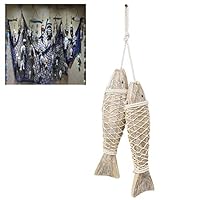 Uscyo Wooden Fish Pendant, Coast Decoration Handcarved Fish Wall Hanging Door Creative Wood Room Decoration, Hanger Wood Fish 2pcs