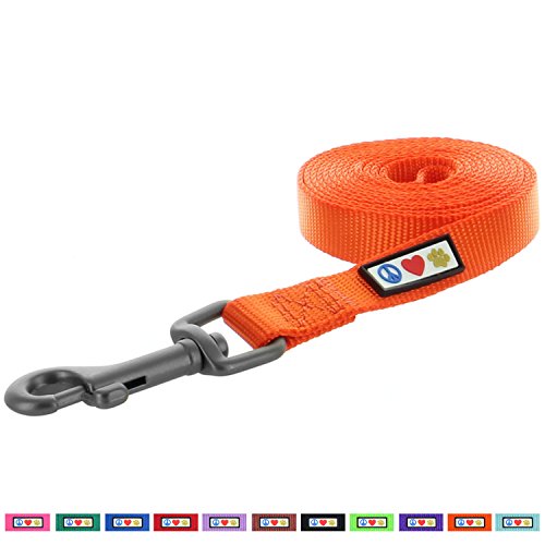 Pawtitas Pet Soft Adjustable Solid Color Nylon Puppy / Dog Leash 6 feet Extra Small / Small 5/8 Inch Orange - Thumbnail 3