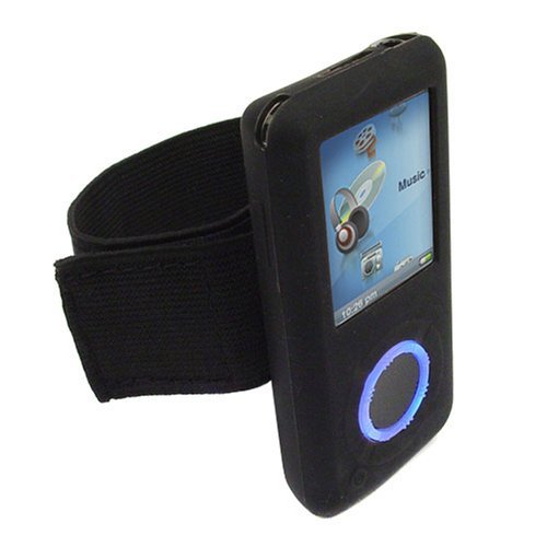 Bargaincell- Brand New Black Soft Flexible Silicon/Silicone Skin Cover Case with Armband for Sandisk Sansa E200/E250/E260/E270/E280/E200r/E250r