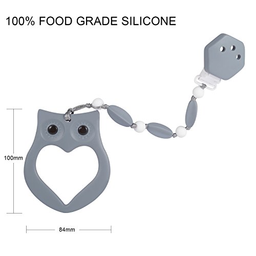 image for MOLICUI Baby Teething Toys BPA Free Silicone Owl Teether with Pacifier