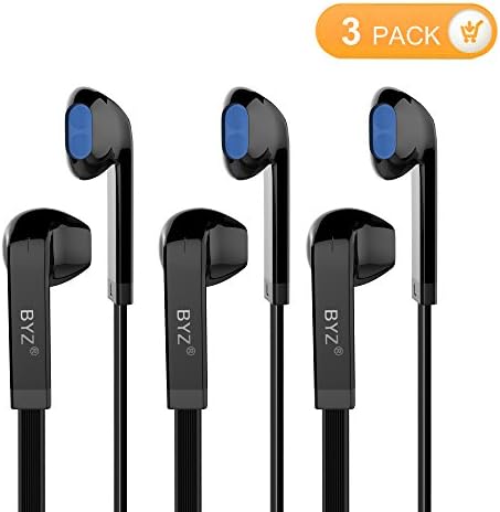 MXditect 3 Packs In-Ear Earbuds Wired Earphones with Microphone Black