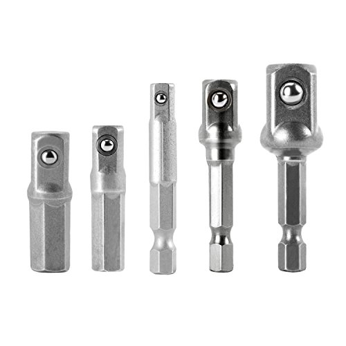 Sockets Adapter Sets 8PCS Power Drill Adapter 1/4 3/8 1/2 Hex Shank Drill Bits Bar Set + 1Pcs 105Â° Right Angle Driver Hex Square Nut Drill Adapter Attachment (8Pcs Sockets Adapter Sets)