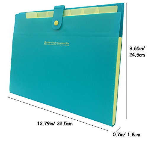 School Folders, iToolai Plastic folder with pockets 8 sections Accordion Expanding File,Blue/Yellow - Thumbnail 6
