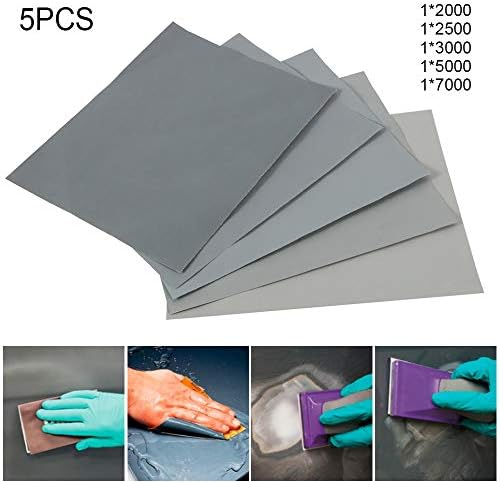 ZCZSDXB sandpaper-5 Pieces Sandpaper Set 2000 2500 3000 5000 7000 Grit Sanding Paper Water/Dry Abrasive SandPapers