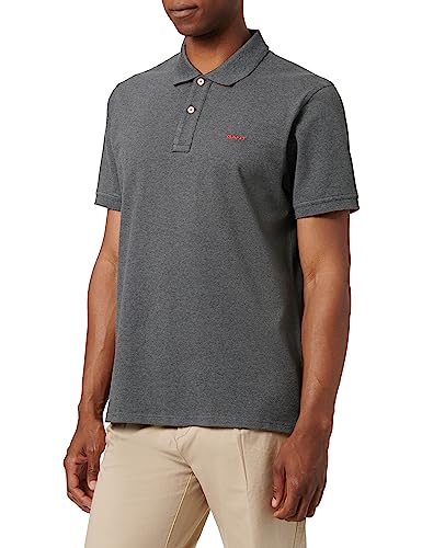 GANT Men's REG Contrast Pique SS Rugger Polo Shirt, Anthracite Melange, Standard, Antracite Melange, XS