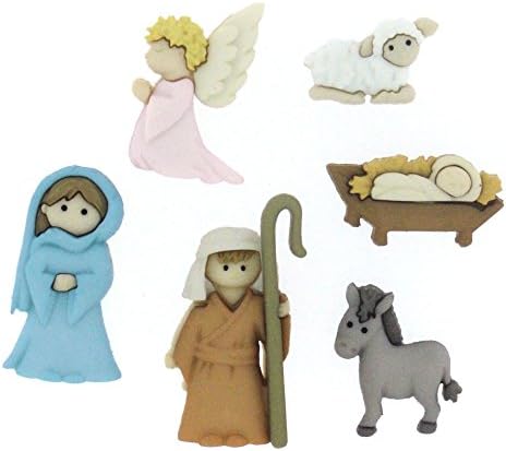 Dress It Up Shaped Novelty Buttons Christmas Nativity - per pack