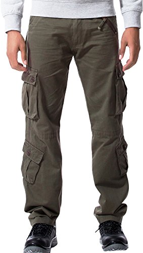 Aoyog men s cargo pants 100% cotton slim-fit work pants…
