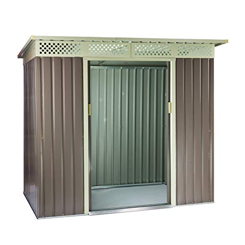 Metall Gerätehaus Geräteschuppen Gartenhaus Schuppen Dublin grau beige 280x206cm – Bild 3