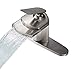 Senlesen Brushed Nickel Single Handle Waterfall Bathroom Sink Vessel Faucet Lavatory Mixer Tap with One Hole Deck Plate