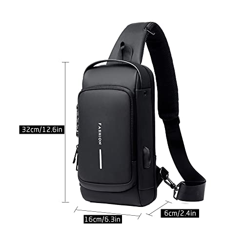 Homesen Mochila masculina com cadeado à prova d'água anti-roubo bolsa com porta de carregamento USB bolsa de ombro mochila transversal