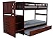 Discovery World Furniture Mission Twin Over Full Staircase Bunk Bed with Trundle in Merlot Finish