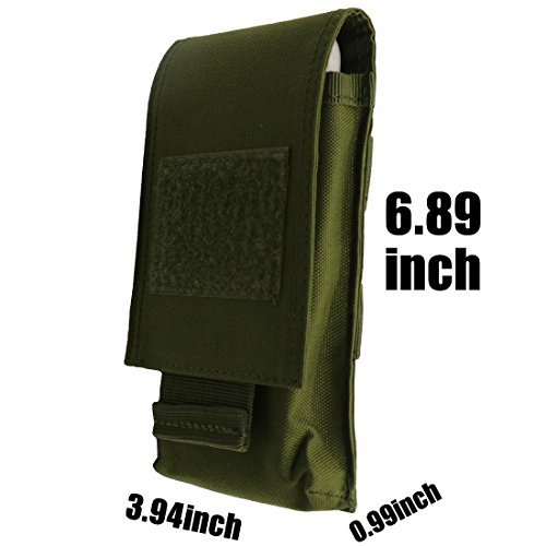 LefRight Camo Tactical Molle Vertical Waist Belt Large Pouch Bag Holster Cover Pull Tab Compatible 5.5" Phone 7 Plus (Olive Drab)