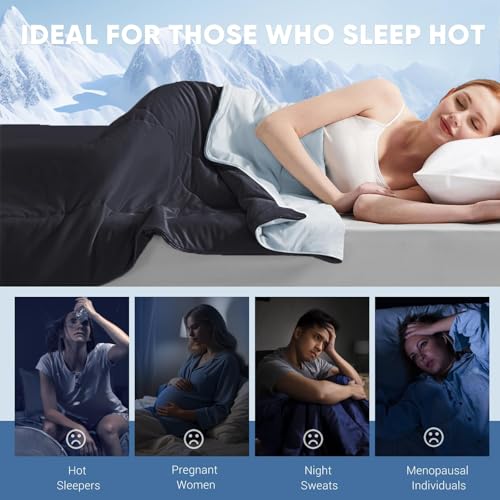 Elegear Revolutionary Cooling Comforter Queen Absorb Body Heat to Keep Cool, Cooling Blanket for Hot Sleepers Japanese Arc-Chill 3.0 Cool Tech Summer Comforter Hypo-Allergenic Cool Quilt-Black/Gray