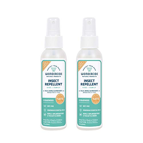 Wondercide Natural Deet-Free Mosquito and Insect Repellent Spray for Kids, Babies, Family - Bug Repellent and Killer - Cedarwood 2-Pack