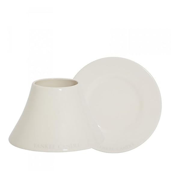 Yankee Candle 1348198 Ceramic Plate and Shade for Candles 12.40 x 12.40 x 7 cm, Cream Amazon.co