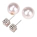 Eyourlife Fashion Womens Lady Earring Double Side Pearl Crystal Ear Studs Earrings Shiny Gold