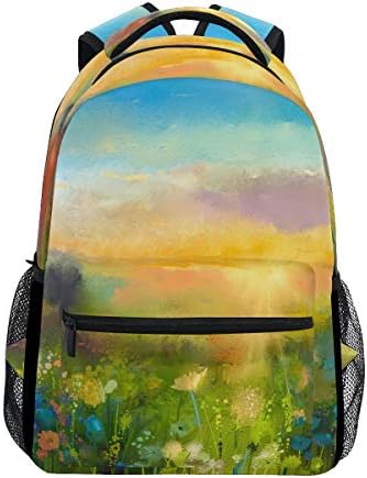 Oil Painting Flowers Dandelion Cornflower Daisy School Bag Travel Daypack Casual Shoulder College Bookbag Unisex