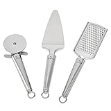 Yoheer(TM) Stainless Steel Full Size Pizza Shovel/Heavy Duty Pizza Cutter Wheel/Cheese Grater Lemon Zester, 3 in Package.