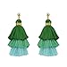 idealway 3 Layered Colorful Womens Stylish Earrings Bohemian Style Summer Tassel Drop Earrings (Green)