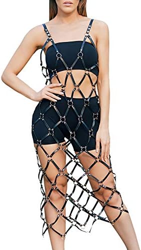 CCbodily Body Chest Harness Bra for Women - PU Leathers Straps Waist Belts Adjustable Punk Club Customes