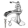 Bathroom Faucet Chrome Waterfall Sink Single Handle One Hole Vanity Basin Lavatory Commercial with Drain Assembly Supply…