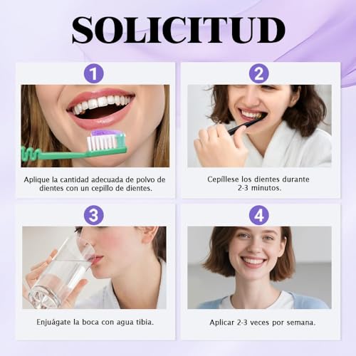 Professional Teeth Whitener, Teeth Whitening Powder, Effective to Strengthen Teeth and Gums, Long Lasting Teeth Whitening, Gentle for Sensitive Teeth, Removes Years of Stains (Purple1227)