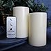 LED Lytes Flameless Candles, 2 Ivory Wax and Pale Yellow Flame Pillars Battery Operated with Remote for Christmas Holiday Decorations and Gifts