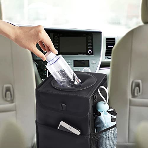 Jizfmion Car Trash Can Collapsible Waterproof and Leak-Proof Liner Washable Car Garbage Can Hanging in The Car Front Headrest and Behind The Console Use(Small)