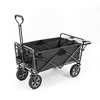 Mac Sports Collapsible Outdoor Utility Wagon with Folding Table and Drink Holders, Gray