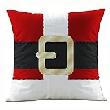 Gotd Christmas Santa Claus BELT Pillow Case 18 x 18 Cushion Cover Home Decor Design Throw Pillow Cover Pillow Case 18 x 18 Inch Super soft fabric for Sofa (BELT)