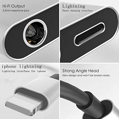 Headphone Adapter for iPhone11Pro Charge Jack AUX Audio 3.5 mm Jack 2 in 1 Earphone Audio Jack Cable for iPhone 8/8 Plus/7/7 Plus/X/XR/XS/XS MAX Dongle Accessory Adapter Support All iOS Systems