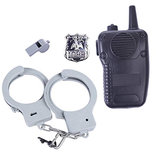 RuiyiF Police Costume for Kids Role Play Costume Set for Toddler Boys Girls with Police Cap, Handcuffs and Accessories, Pretend Play Toys