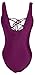 Zero City Women's Monikini Swimsuit One Piece, Sexy Cute Bathing Suits Lace-up U Back, X-Large, Purple