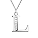 SWOPAN Initial 26 Letters Alphabet Personalized Monogram Name Charms Pendant Necklace Women Silver Link Chain Jewelry Cubic Zirconia A-Z