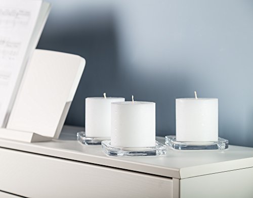 Melt Candle Company Set of 3 White Pillar Candles 3" x 3" Unscented Rustic for Weddings, Home Decoration, Restaurant, Spa, Church - Smokeless and Dripless - Thumbnail 3