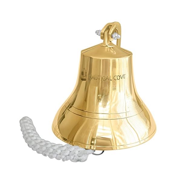 Nautical-Cove-Solid-Brass-Ships-Bell-Tall-and-Wall-Mountable-Clear-Ring-for-Indoor-and-Outdoor-Use
